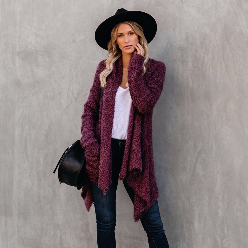 1 LEFT SALE‼️Emma Wrap Me up Cardigan-Wine - Picture 3 of 7